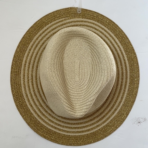 C&C California Tan Gold trim summer hat OS NWT - Picture 2 of 4